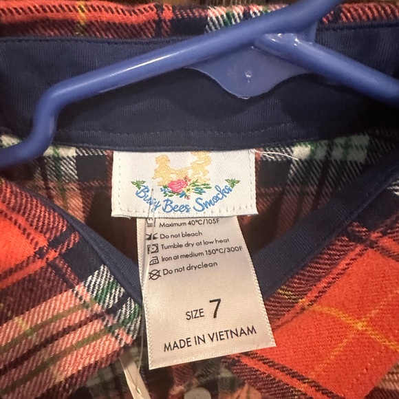 Busy Bee Smocks Plaid Flannel Button Down size 7 - Picture 3 of 3